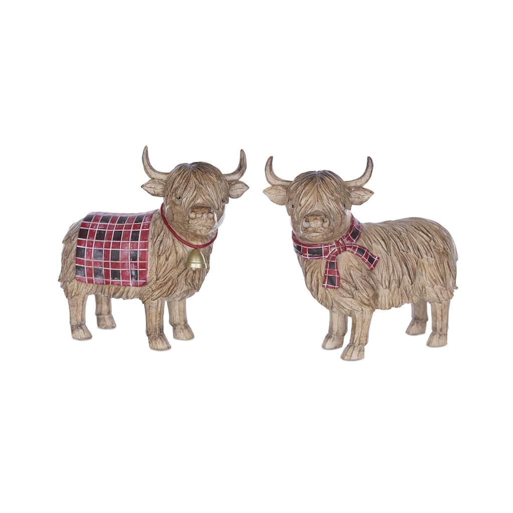 Set of 2 Highland Cow Tabletop Figurines 7.75"