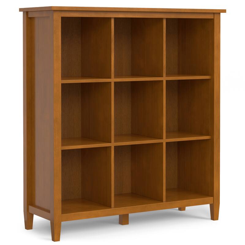 WYNDENHALL Norfolk SOLID WOOD 48 x 44 inch Transitional 9 Cube Storage in Light Golden Brown - 15.8"d x 44"w x 48"h
