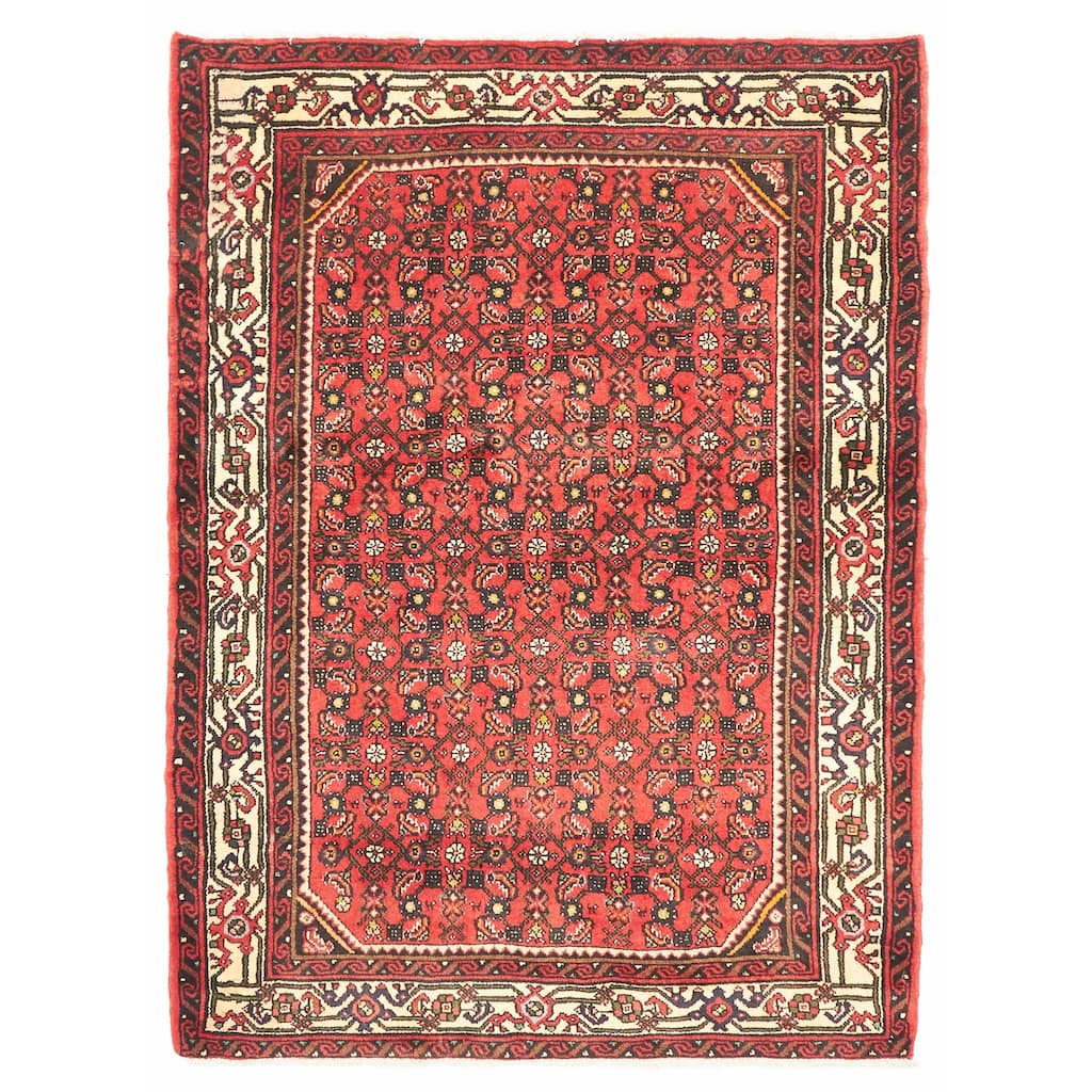 ECARPETGALLERY Hand-knotted Andelz Red Wool Rug - 3'7 x 4'11
