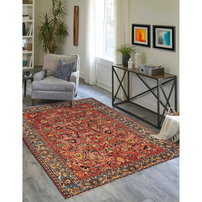 ECARPETGALLERY Hand-knotted Kayseri Vintage Red Wool Rug - 6'7 x 9'5