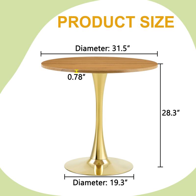 Round Thickened Table Top Coffee Table, Metal Pedestal Side Table Modern Bistro Table