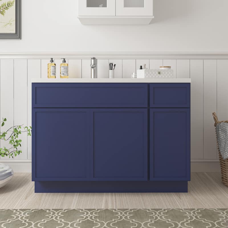 Vanity Art 48" Birch Freestanding Bathroom Vanity Cabinet without Top - Blue