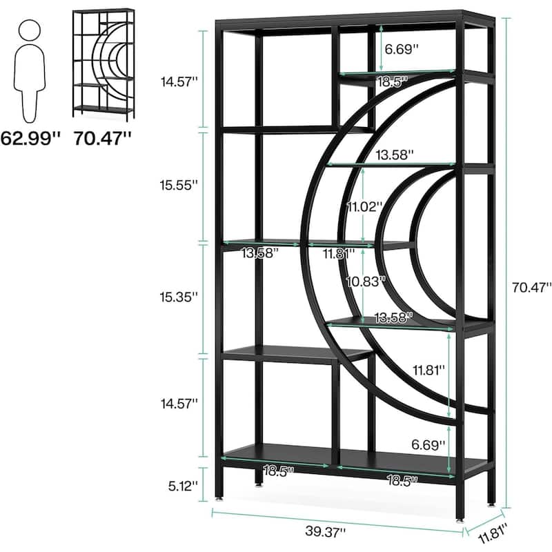 71 inches Geometric Bookcase, 8 Tiers Tall Bookshelves for Home Office