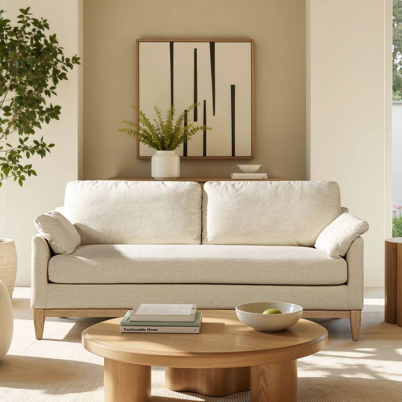Pasadena 75.5" Velvet Modern Farmhouse Loose Pillow-Back Sofa