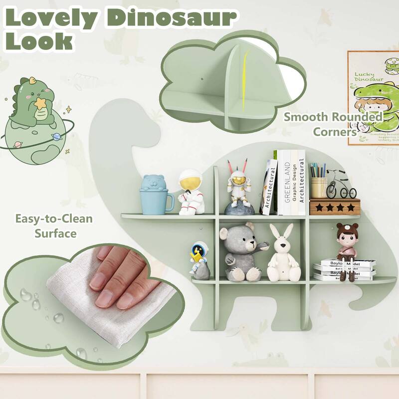 KidsDinosaur Wall Mounted Bookshelf Hanging Book Shelf