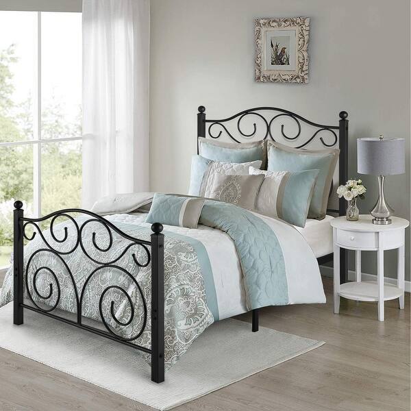 Shop Vecelo Metal Bed Frame Platform Scroll Headboards Bedroom Furniture Twin Full Queen Size On Sale Overstock 30531694