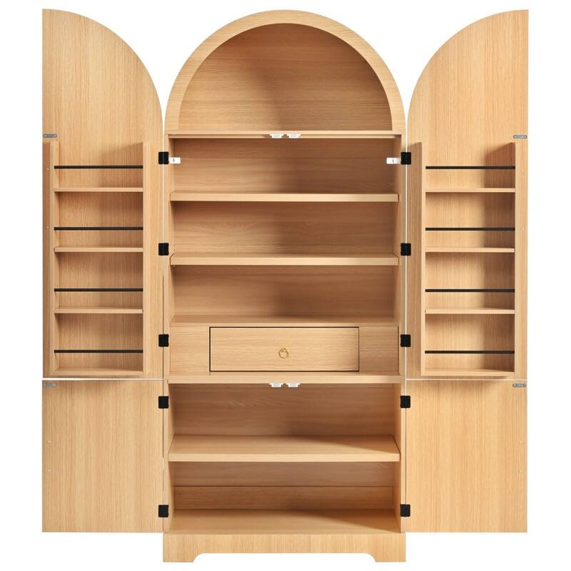 Arched 72" Tall Kitchen Pantry Cabinet with 8 Door Shelves and 3 Adjustable Shelves for Kitchen Storage Solutions