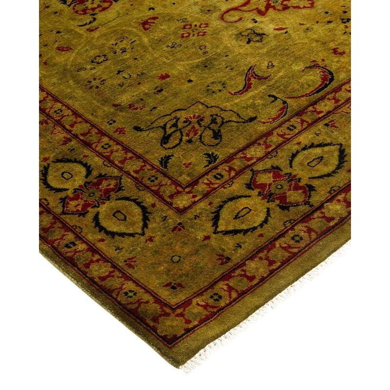 Overton Hand Knotted Wool Vintage Inspired Modern Contemporary Overdyed Gold Area Rug - 4' 2" x 6' 1"