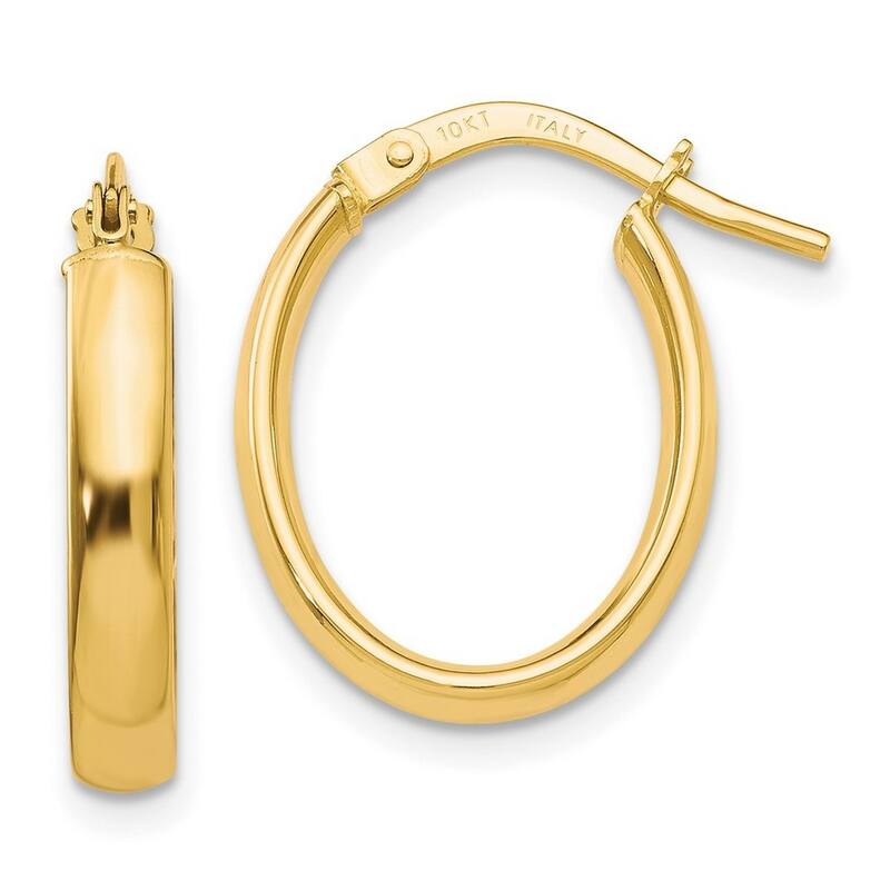 Curata 10k Yellow Gold Polished Yellow Gold 3mmx27mm Oval Hoop Earrings