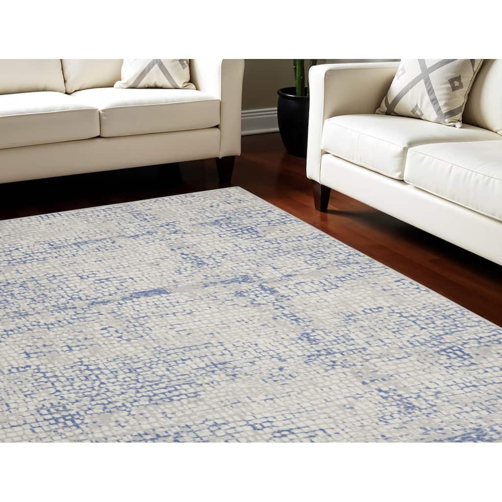 Hili Power Loomed Distressed Abstract Modern Non Skid Stain Resistant Area Rug By HomeRoots - 120' X '84' X '0.39