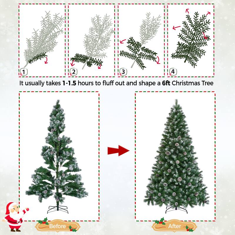 Yaheetech 4.5FT/6FT/7.5FT Pre-decorated Frosted Artificial Christmas Tree