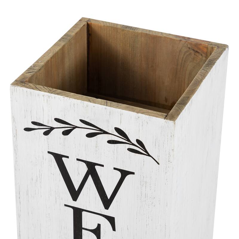 Glitzhome 24"H Double Sided Solid Wood Black White Boxed "WELCOME PORCH" Porch Sign