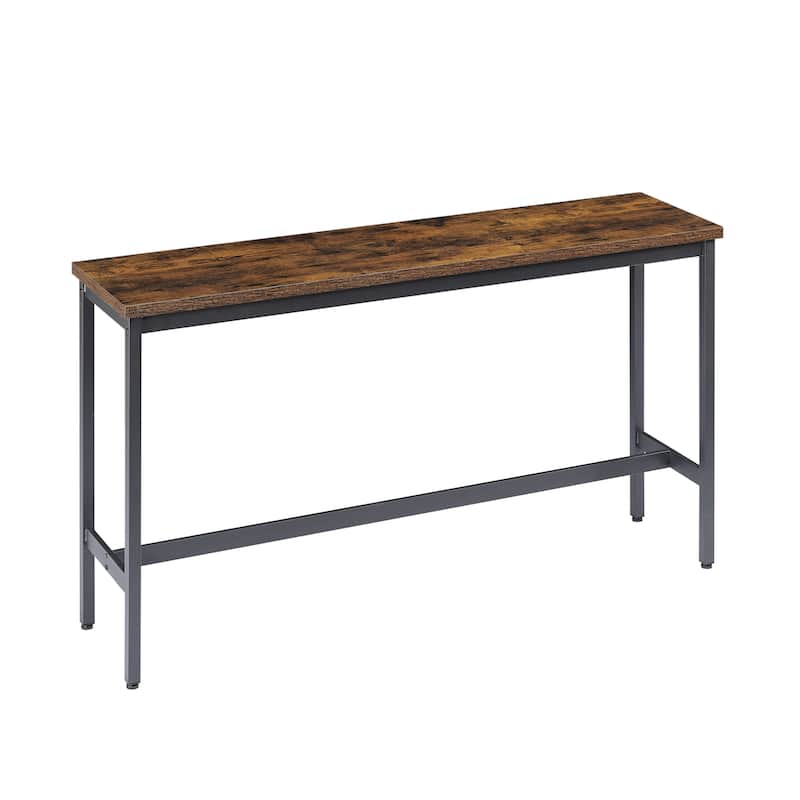 Long Bar Table Set with 3 PU Upholstered Bar Stools - N/A