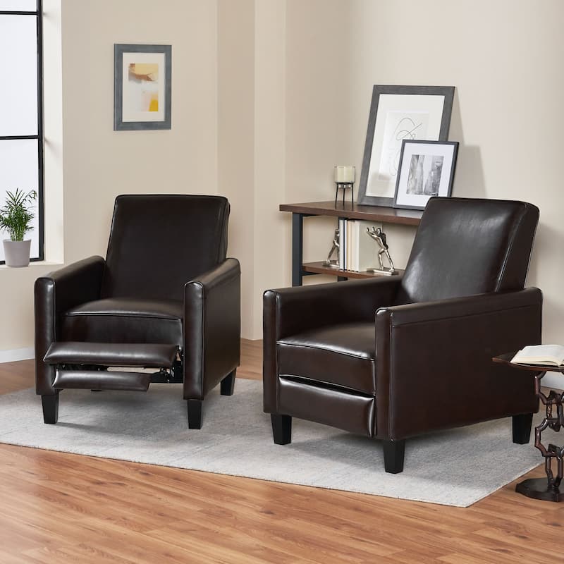 Darvis Contemporary Bonded Leather Recliner (Set of 2) by Christopher Knight Home