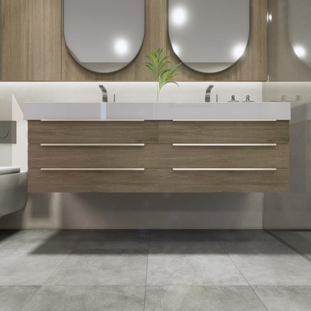 Noble 60" Floating Vanity with Reinforced Acrylic Double Sink
