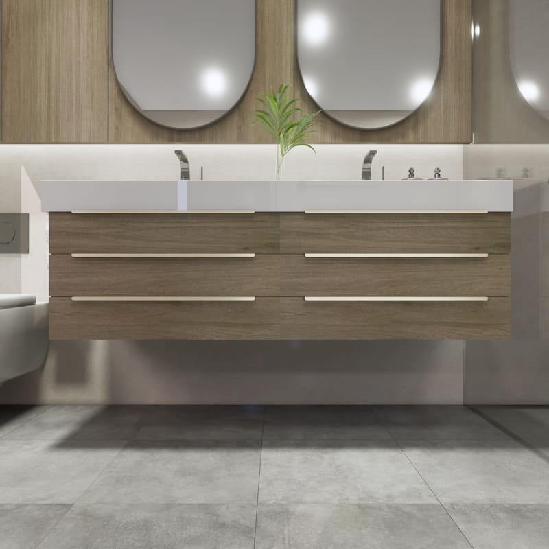 Noble 60" Floating Vanity with Reinforced Acrylic Double Sink