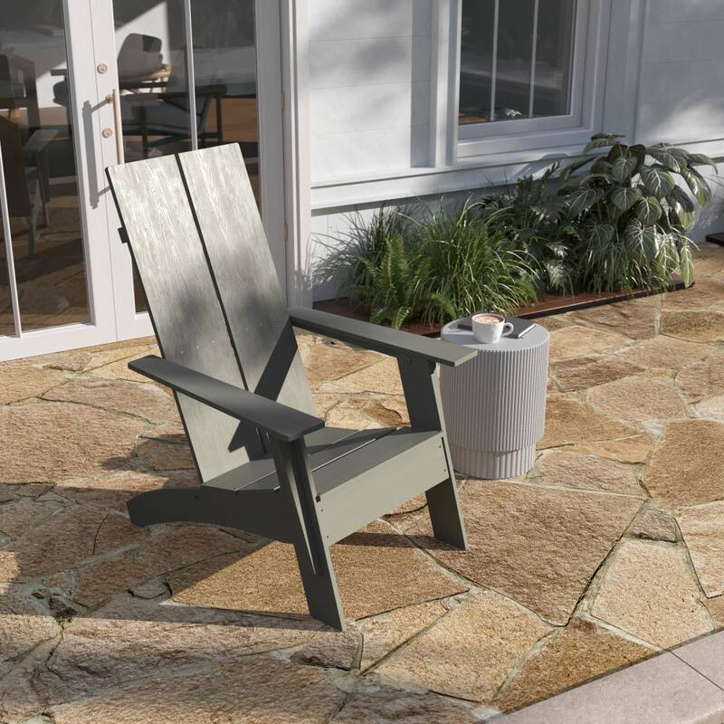 Modern Dual Slat Back Adirondack Style Patio Chair