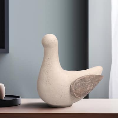 Sagebrook Home 9" Ecomix Bird Sculpture - Elegant Mango Wood Base, Transform Your Space with Artistic Flair