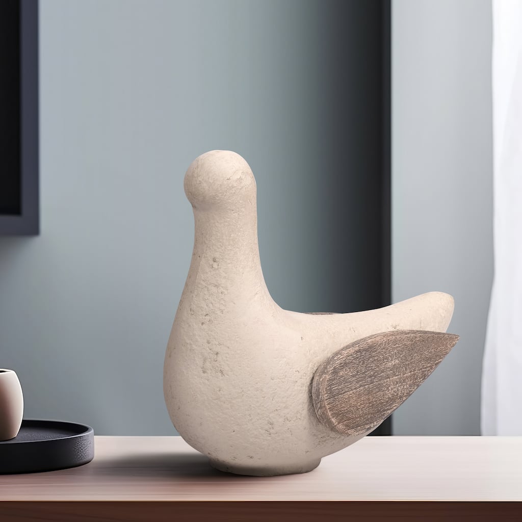 Sagebrook Home 9" Ecomix Bird Sculpture - Elegant Mango Wood Base, Transform Your Space with Artistic Flair