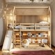 preview thumbnail 1 of 7, Modern 3 Beds In 1 Twin Size Wood House Loft bed With Slide,Storage Shelves And Light Natural