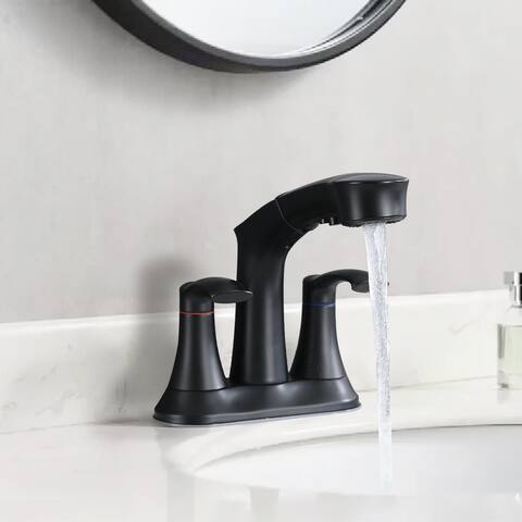 PROOX 4 in. Centerset Bathroom Sink faucet with Pull Out Sprayer Double Handles