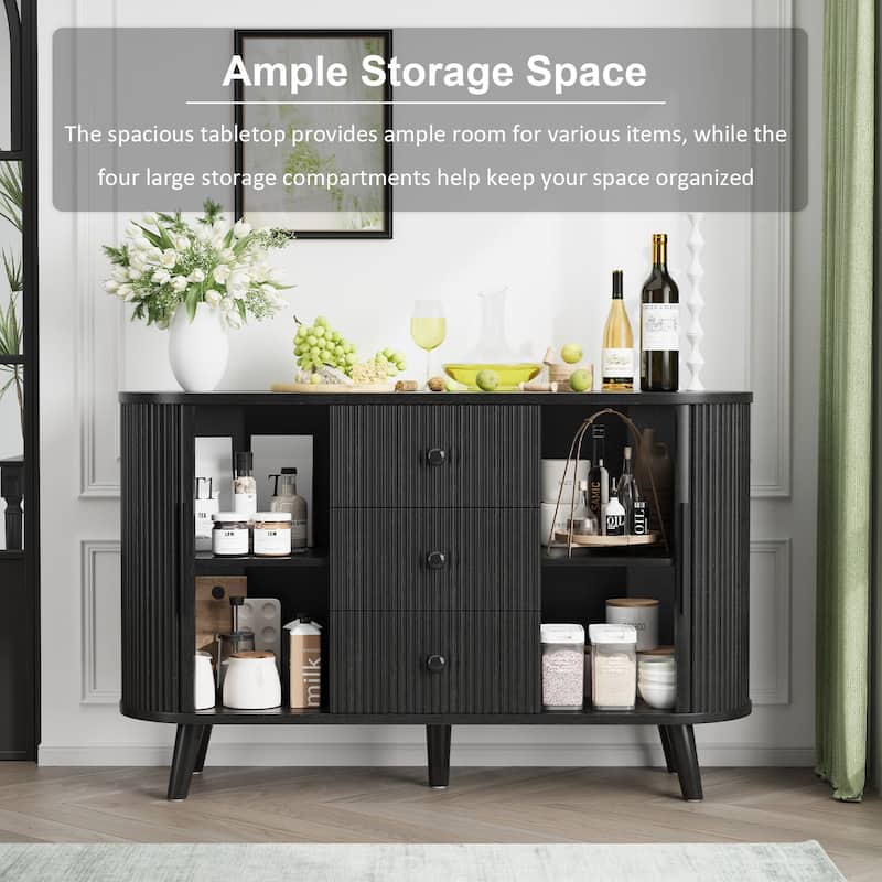 Meyreso Fluted Sideboard Buffet Cabinet with Storage