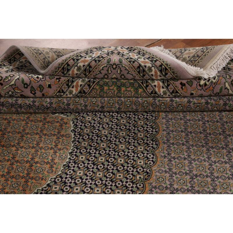 Traditional Gray Kashan Turkish Area Rug Machine Made Floral Carpet - 9'9" x 13'1"