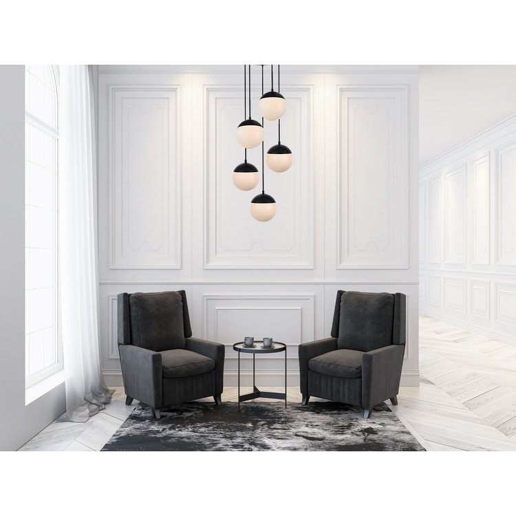 5-Light 18 inch Pendant with Frosted White Glass - Overstock