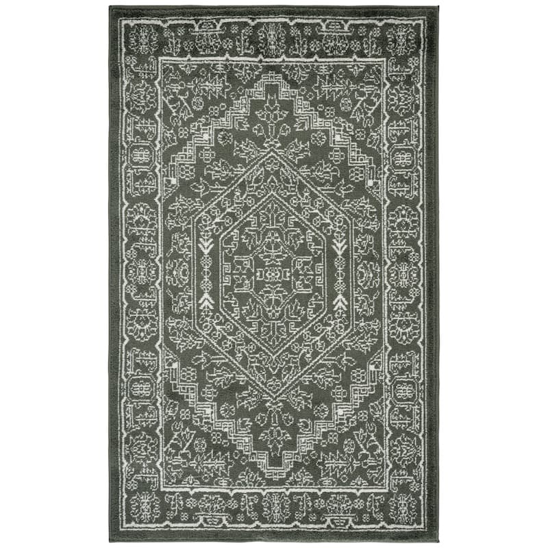 SAFAVIEH Adirondack Sian Rustic Oriental Medallion Rug - 3' x 5' - Dark Green/Ivory