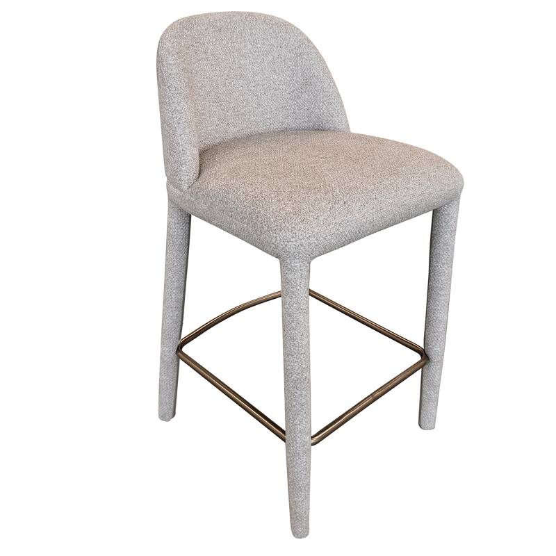Modern Fabric and Metal 26" Counter Stool, Set of 2 - Beige