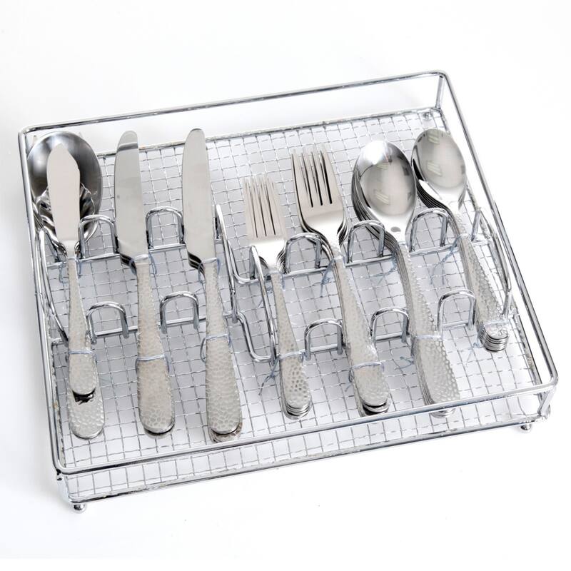 Mosaic 46 Piece Stainless Steel Service For 8 Silverware Set with Organizer Tray