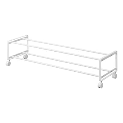 Yamazaki Home Two-Tier Rolling Shoe Rack, Steel - L 10.83 x W 32.87 x H 8.15 inches