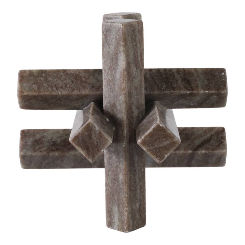 Stone Marble Decorative Object Modern Sculpture Home Decor - 7" Gray - 7" x 7" x 7"