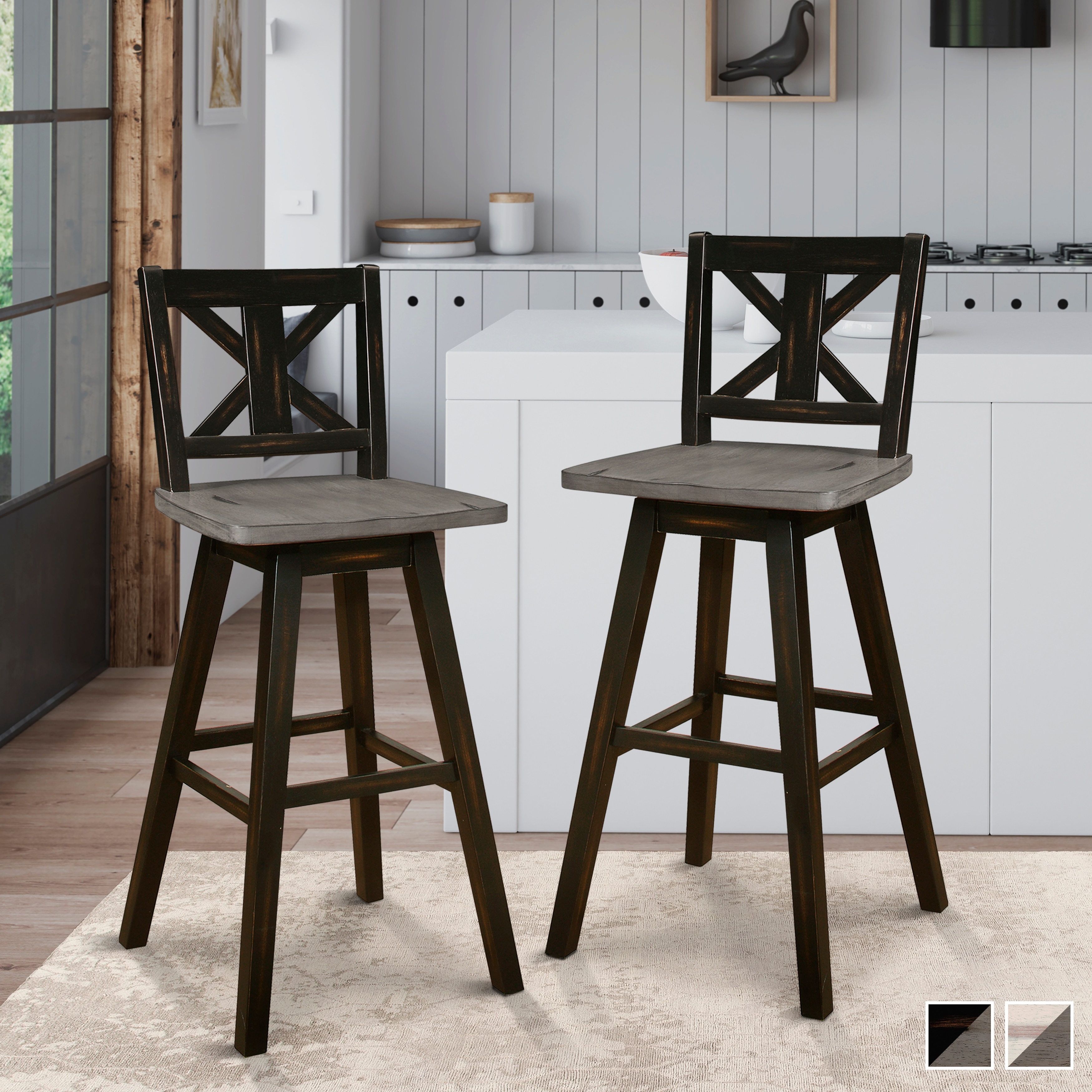 Roux Swivel Pub Height Barstool Set of 2