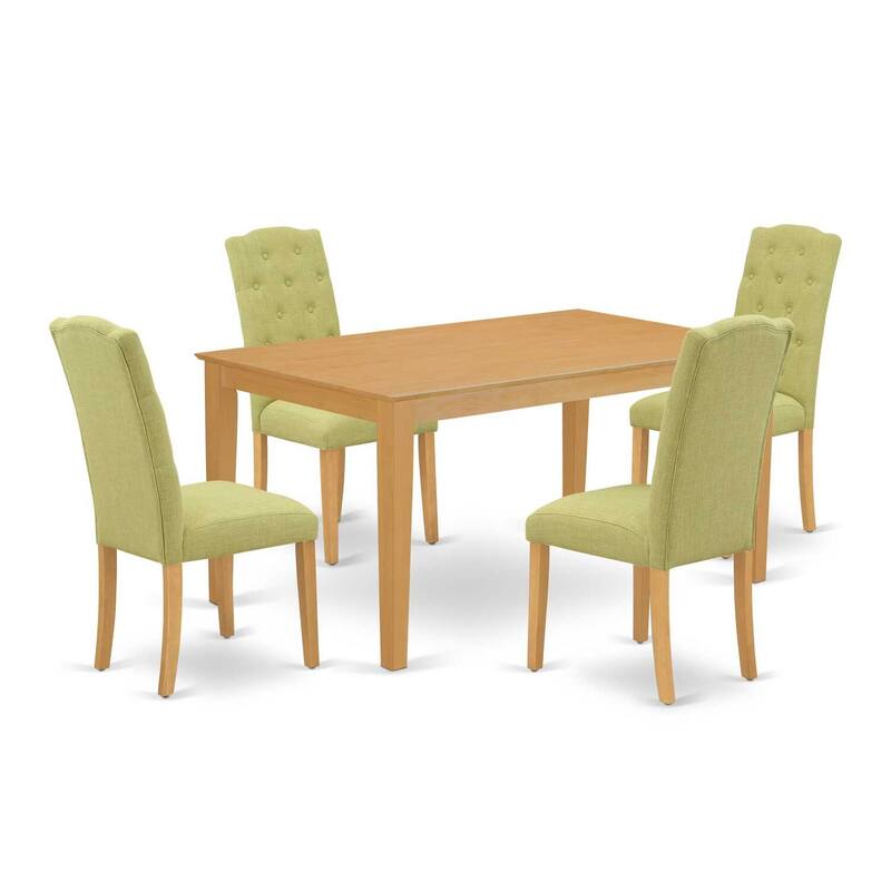 HomeStock 5-Pc Natural Oak Finish Solid Wood Top - Rectangular Dining Room Set - Seats 4