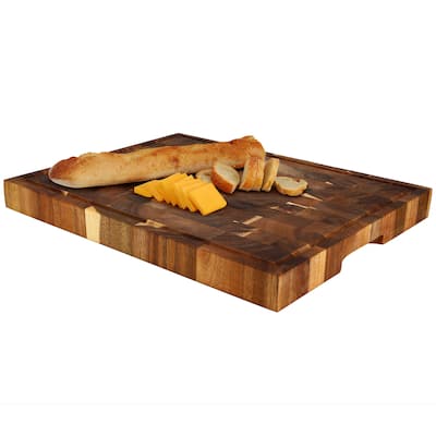 MegaChef 17 x 13 Inch Acacia Wood Butcher Block Carving and Cutting Board with Juice Groove