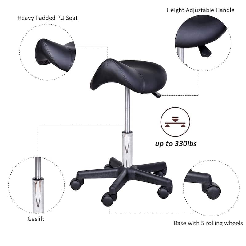 Carbon Loft Wilbur Adjustable Saddle Salon Massage Stool - 13.75*15*23.75