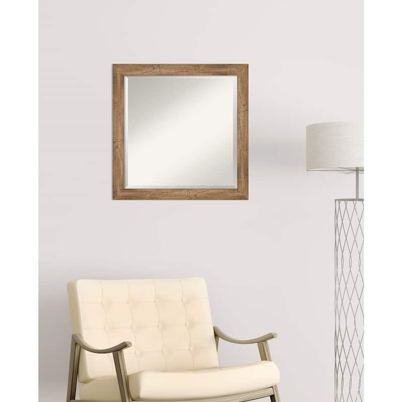 Beveled Wood Wall Mirror - Owl Brown Narrow Frame