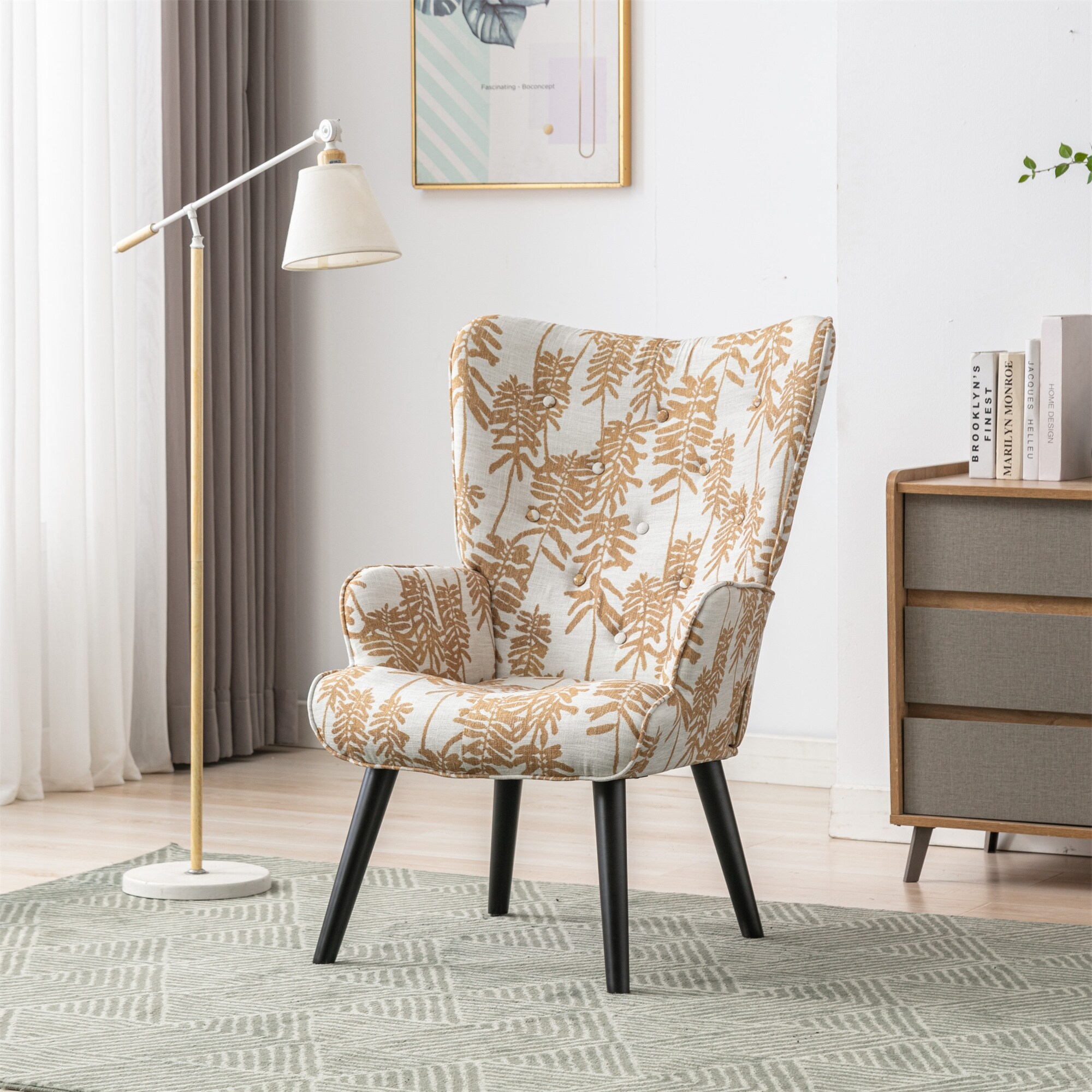 Modern Leisure Accent Chair Lounge Chair Polyester Printed Fabric