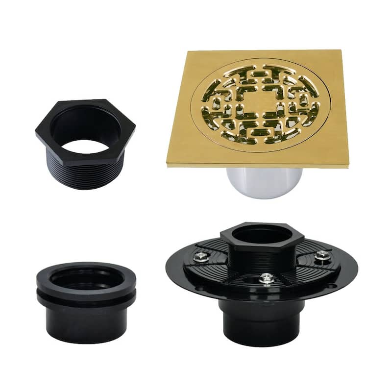 Kingston Brass BSFK4272 Watercourse 3-15/16" Square Shower Drain - Brushed Brass