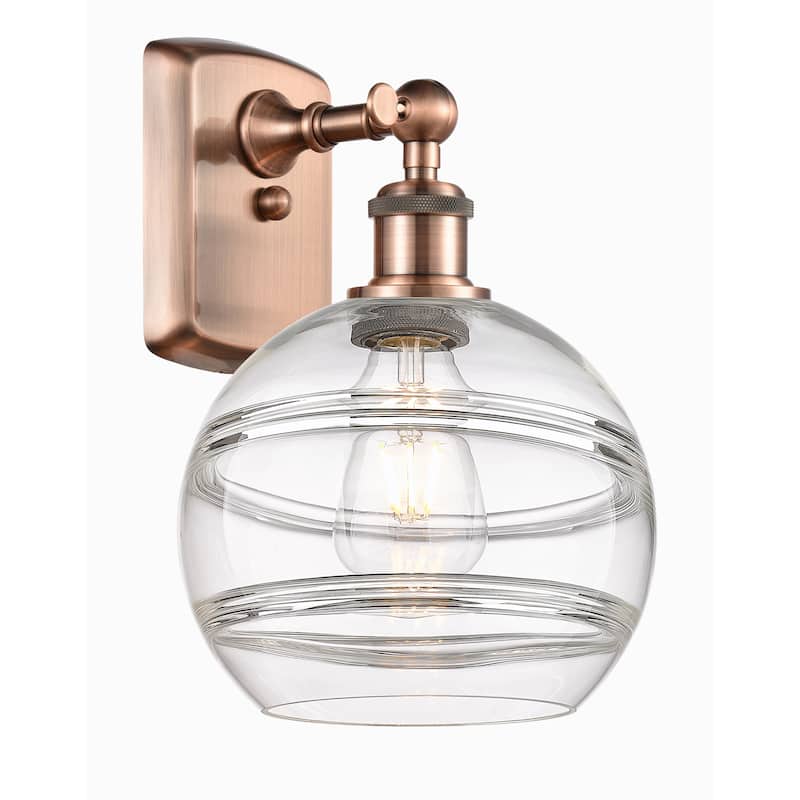 Innovations Lighting 516-1W-11-8 Rochester Sconce Rochester 11" Tall - Antique Copper / Clear