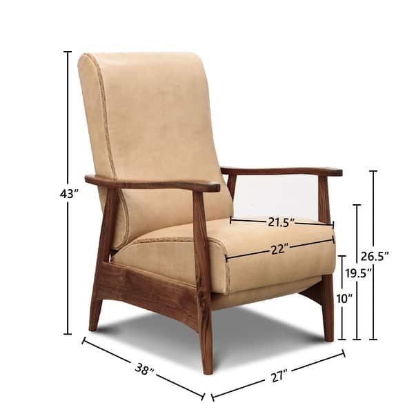 Hoffman Italian Full Grain Leather Recliner w/ Wooden Frame Bed Bath