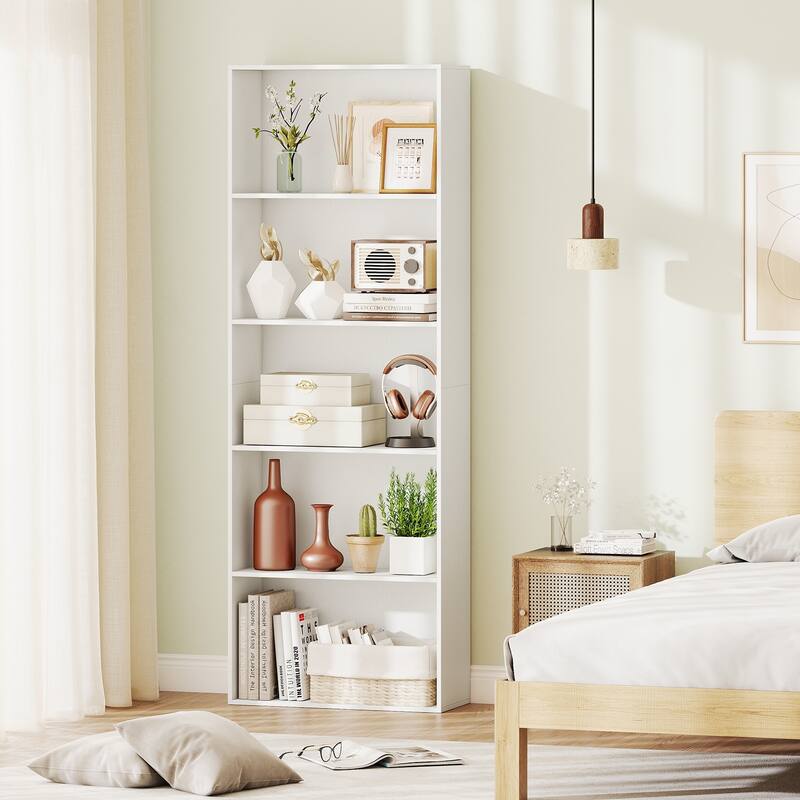Gymax 5-Tier Bookshelf Open Bookcase Freestanding Display Shelf