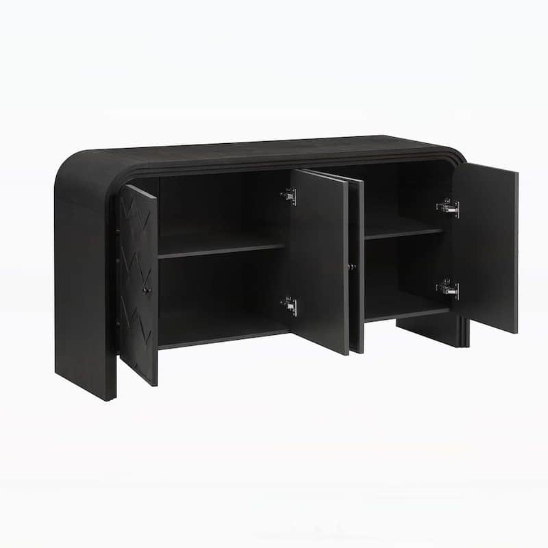 Contemporary Sideboard Cabinet with Woven Wood Slat Doors,for Hallways,Living Rooms,Studies,and Corridors