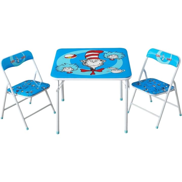 Dr Seuss 3 Piece Kids Activity Table and Chair Set - Blue