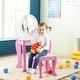 preview thumbnail 16 of 22, Costway Kids Vanity Makeup Dressing Table Chair Set Wooden W/ Mirror - See details