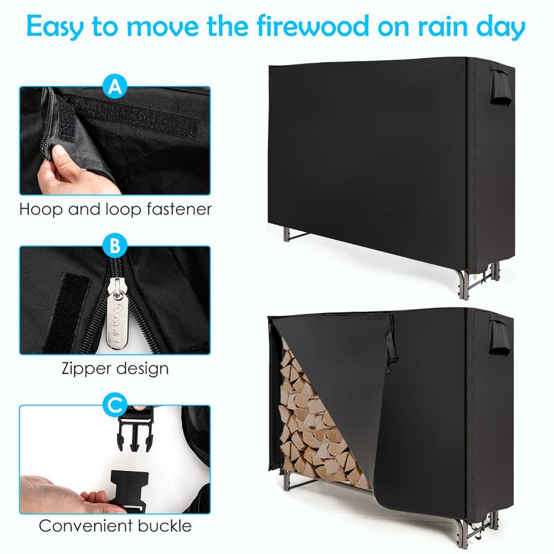 Costway 4FT/5FT/6FT/8FT Firewood Storage Log Rack Heavy Duty Iron Log