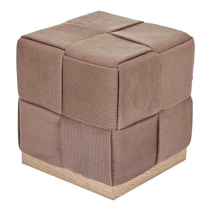 Esme Checker Weave Corduroy Accent Stool with Soft Fabric