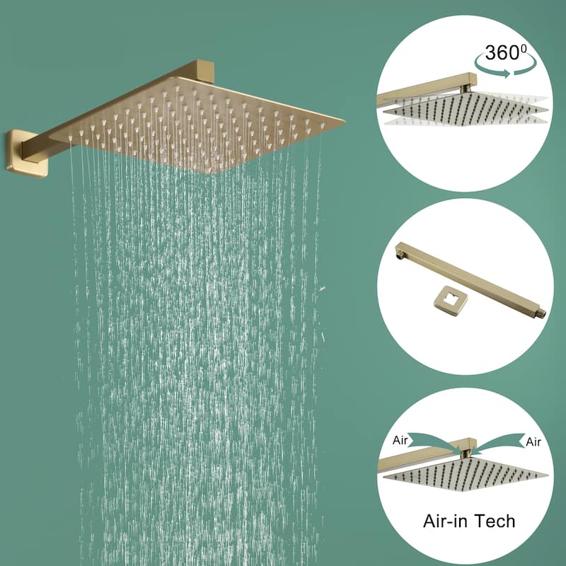 2.5 GPM 10 in. Wall Mount Dual Shower Heads with Pressure Balance Valve