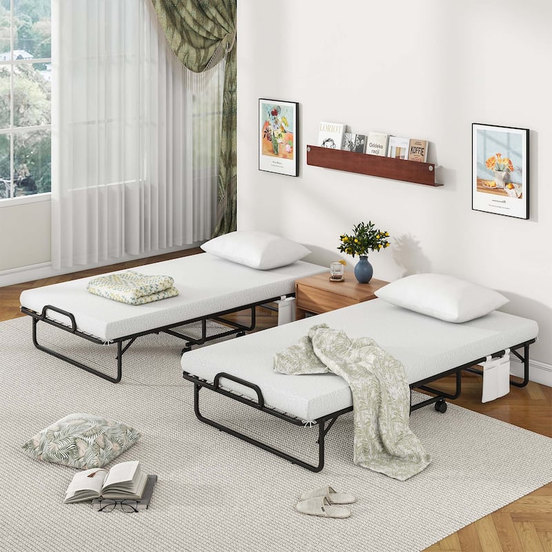 Costway 75" x 39" Folding Bed with Memory Foam Mattress & Pillow Dust